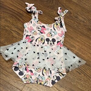 Pink Disney Character Baby Romper with Tulle Skirt
